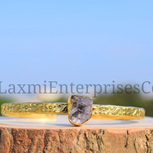 Raw morganite gemstone Bracelet in 925 Sterling Silver, Cuff Bracelet, Bangle Bracelet, healing Gemstone Bracelet, Rough Bracelet, Gift Her