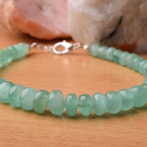 Emerald Bracelet in 925 Sterling Silver, Ombre Bracelet, Shaded Green Bracelet, Gifts for Mom, Emerald Jewelry, Beaded Gemstone Bracelet