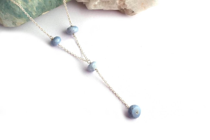 Shaded Gemstone Necklace Stone Pendant Gift For Her Rondelle Pigeon Blue Opal Pendant in 925 Sterling Silver Ethiopian Opal Pendant