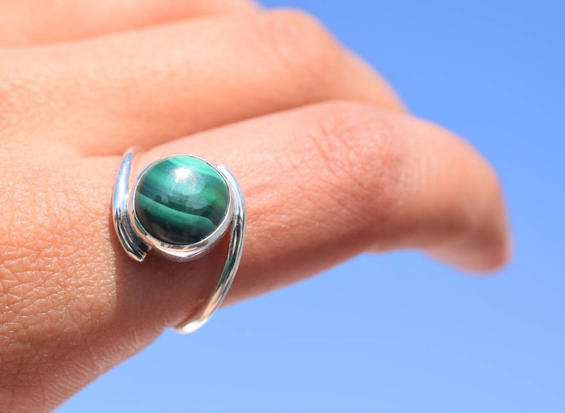 Boho Ring Womens Jewelry Gemstone Ring Silver Ring Malachite Ring In 925 Silver Ring Gift Affordable Ring Dainty Ring Gemstone Ring
