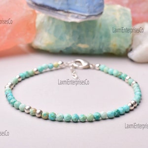 Turquoise Bracelet, Dainty Bracelet, Minimalist Bracelet, Micro Faceted Bracelet, Tiny Gemstone Bracelet, Turquoise Bracelet, Gift For Her