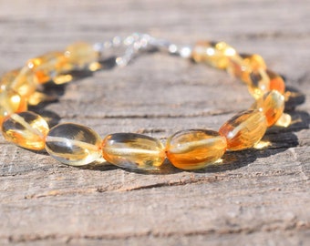 Natural Citrine Nuggets Bracelet in 925 Sterling Silver, Beaded Bracelet, Dainty Bracelet, Gemstone Bracelet, Birthstone Bracelet, Gift Her