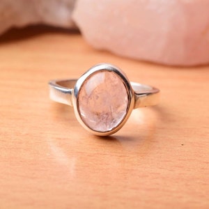 Natural Morganite Ring In 925 Sterling Silver, Artisan Ring, Silver Jewelry, Designer Ring, Birthstone Ring, Handmade, Christmas, Gift Her