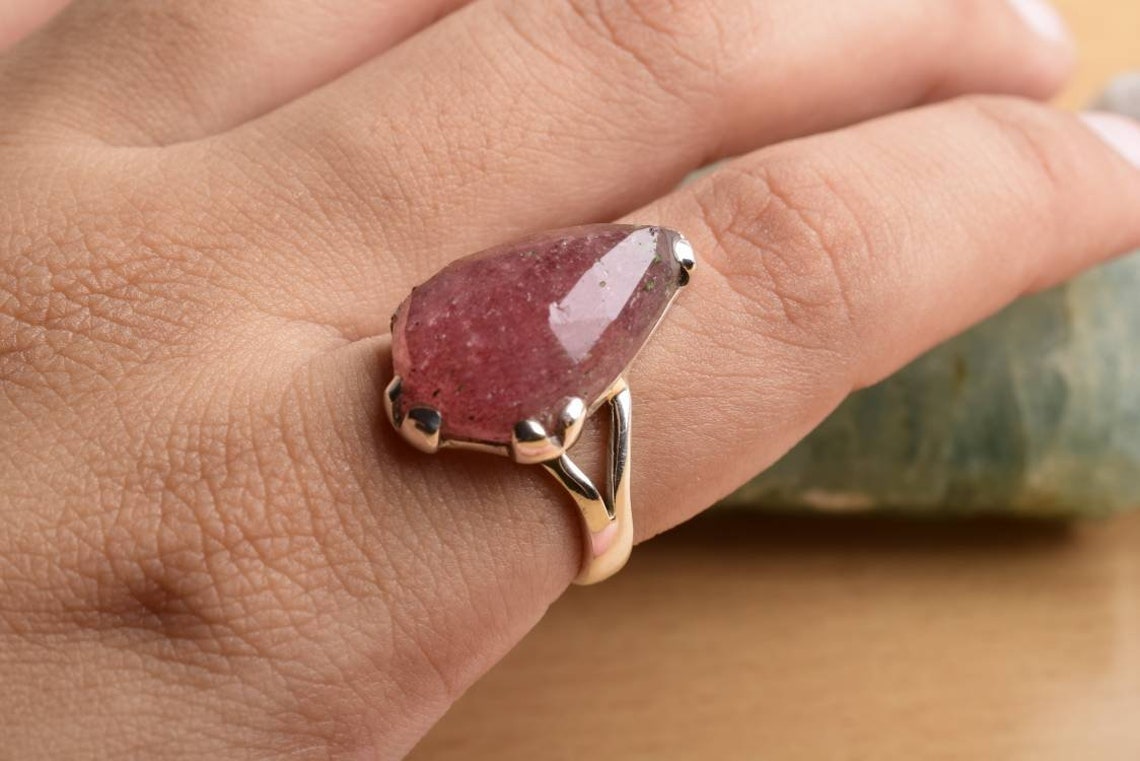 Natural Strawberry Quartz Ring In 925 Sterling Silver Artisan Etsy 日本