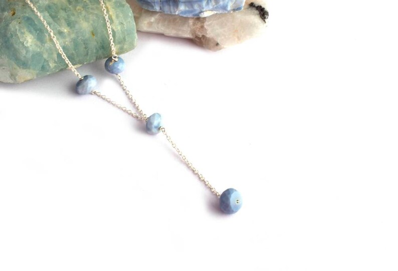 Shaded Gemstone Necklace Stone Pendant Gift For Her Rondelle Pigeon Blue Opal Pendant in 925 Sterling Silver Ethiopian Opal Pendant