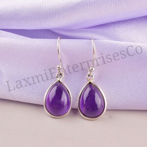 Natural Amethyst Earring In 925 Sterling Silver, Pear Shape Earrings, Silver Jewelry, Gemstone Earring, Artisan Earrings, Handmade, Gift Her