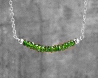Natural Designer Chrome Diopside Necklace in 925 Sterling Silver, Gemstone Necklace, Necklace, Silver Jewelry, Beaded Necklace, Gift for her