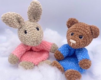 Crochet Bunny & Bear Lovey Pattern Bundle | Amigurumi Snuggler Toy PDF Pattern