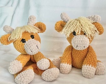 Crochet Highland Cow Pattern Bundle | Amigurumi Plush Toy & Snuggler PDF Patterns