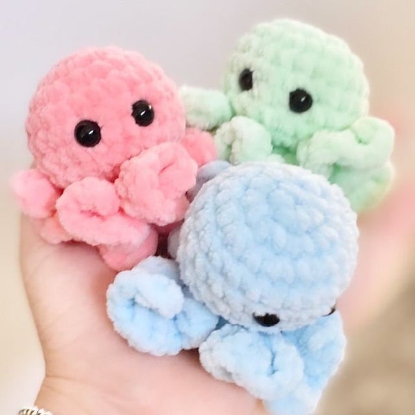 Baby Octopus Amigurumi Crochet Pattern (no sew) PDF Digital Download