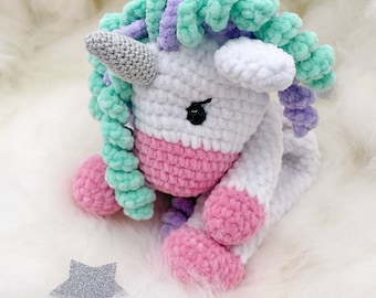 Luna Unicorn Ragdoll Lovey Crochet Pattern. Amigurumi PDF Digital Download.