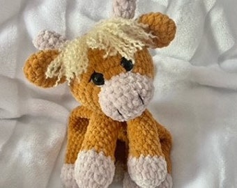Angus Highland Cow Ragdoll Lovey Comforter Crochet Pattern. PDF Digital Download