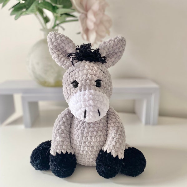 Emmett Donkey Amigurumi Crochet Pattern. PDF Digital Download.