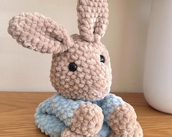 Patrón de conejito de ganchillo para abrazar / Juguete amigurumi en PDF (Ganchillo fácil)