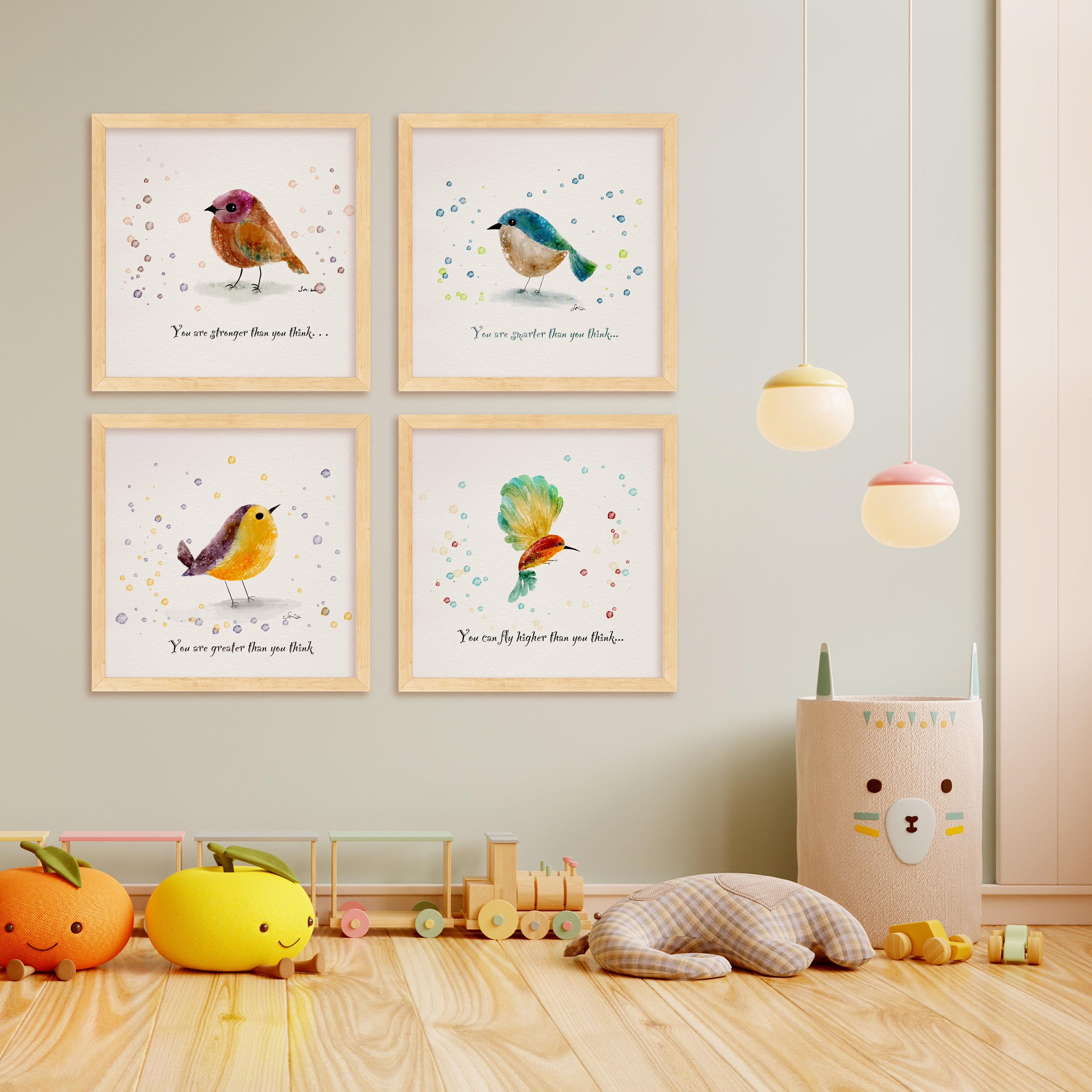 Little Bird Art Print With Quote Nursery Wall Art Woodland Bird Art ...