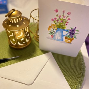 Cartes de correspondance de fleurs sauvages, Carte de correspondance aquarelle faite main, Carte de correspondance de papeterie florale, Carte de correspondance de lavande avec enveloppe, Carte de correspondance aquarelle cadeau