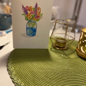 Acuarela de tulipanes en tarjetas de notas, tarjeta de notas hecha a mano de acuarela, tarjeta de notas de papelería floral, tarjeta de notas con sobre, tarjeta de notas de acuarela de regalo
