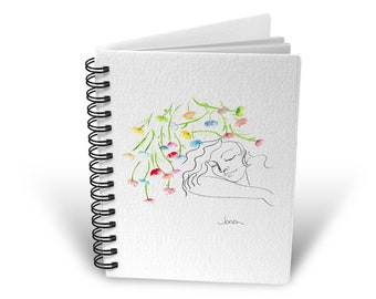 Spiral Floral Sketchbook A5 |  Eco Friendly, Botanical  One line| Drawing Art Book, Minimalist Flowers Design, Soft Cover Sketchbook
