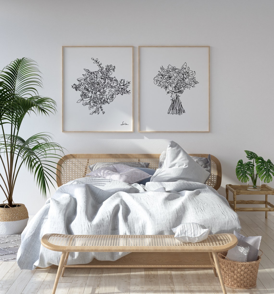 Black and White Illustrated Artwork Bedroom Wall Decor Etsy Australia