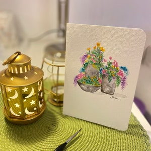 Tarjetas de notas de flores silvestres, tarjeta de notas hecha a mano de acuarela, tarjeta de notas de papelería floral, tarjeta de agradecimiento con sobre, tarjeta de notas de acuarela de regalo