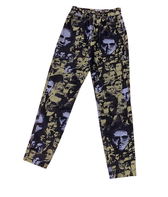 Vintage 90s Jean Paul Gaultier face printed jeans