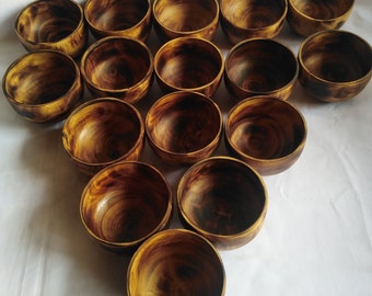 ONSALE WHOLESALE.QTY 20  Machine Cut Hand Finished  wholesale 4 inch Cross Diameter Candle Making Dough Bowls. Small Round Cute wooden Bowls