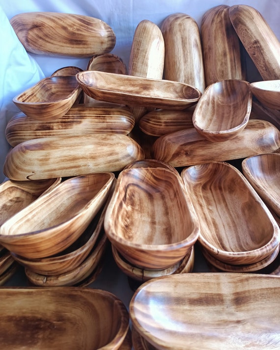 Wholesale Supply.beautiful Handcarved Dough Bowls for Candle Set of 6  Medium-3 and Small-3 Mix 11and9.rustic Home Decor.diy Candle Making 