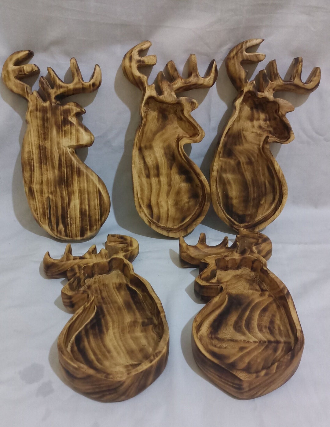 The Deer Dough Bowls. Deer Antlers Camdle Bowls Set of 5. Wildlife