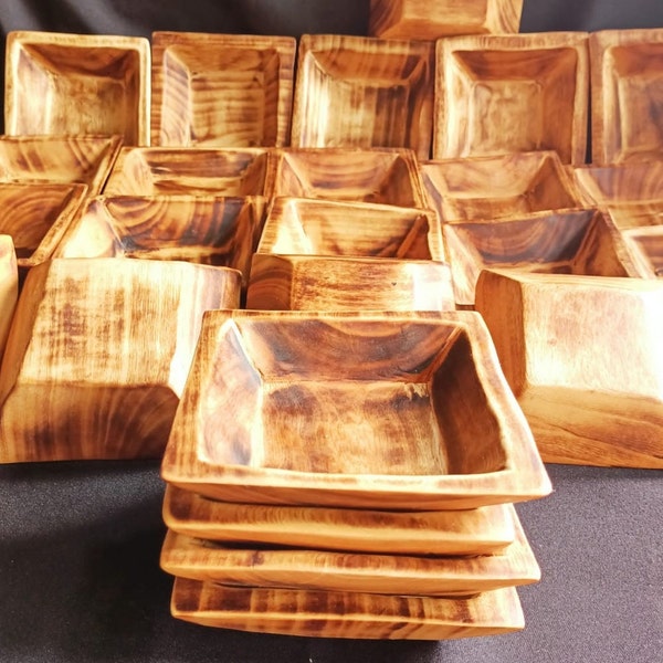 CLEARANCE SALE! Wholesale Availability.Handmade 5*5" square wooden Gift Bowls set of 12.Candle pour wax Dough Bowls.Gift Decor item Bowls.