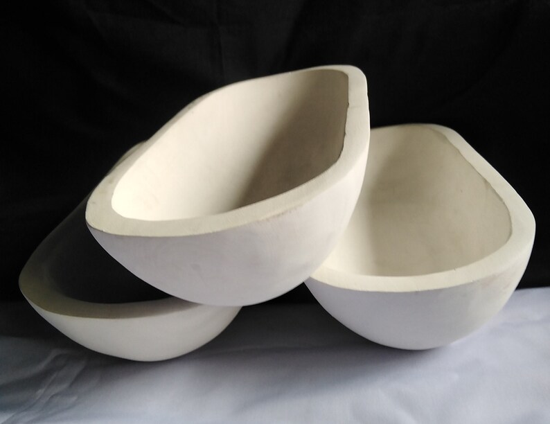 Bulk medium Wooden Candle Dough Bowls white set of 3. Etsy