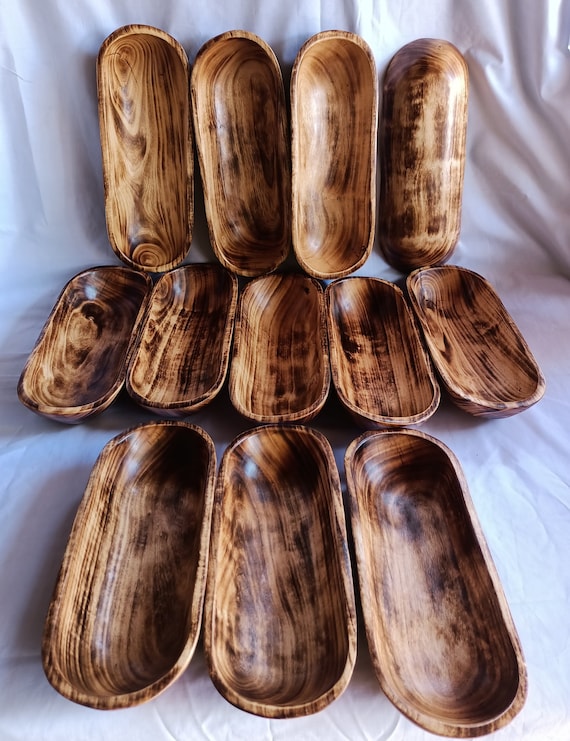 Wholesale Supply.beautiful Handcarved Dough Bowls for Candle Set of 10  Medium-5 and Small-5 Mix 11and9.rustic Home Decor.diy Candle Making 