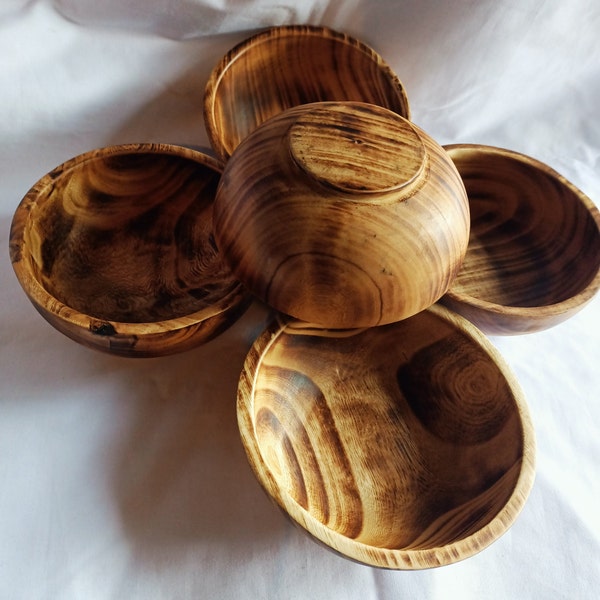 Bulk Supply. Lots of 5 perfect machine Cut, Unique Hand Finished Round wooden Bowls. 6" diameter 2.2"Ht. Farmhouse Craft Decor.DiY Candle