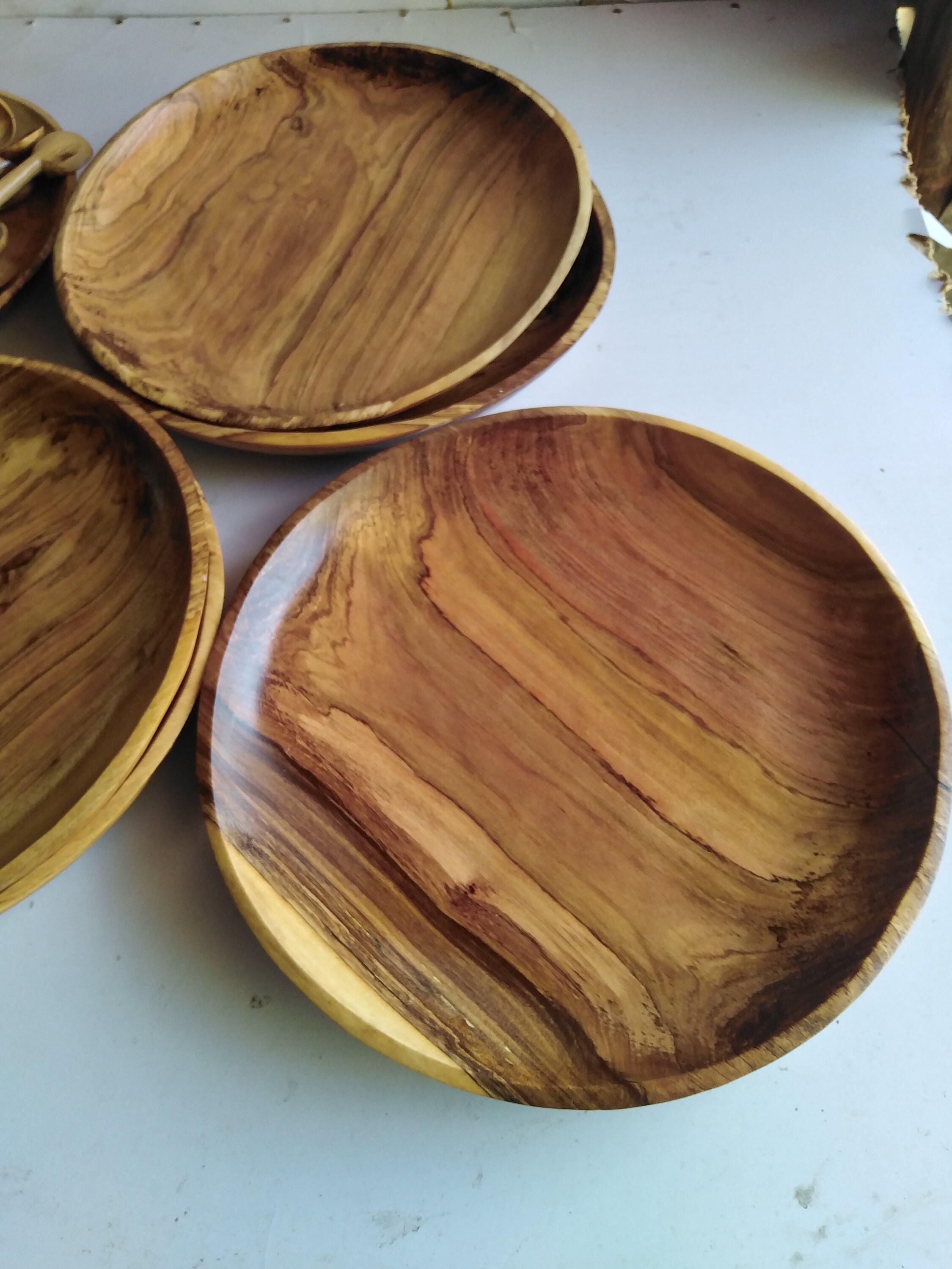 A set of 3 wooden Dinner Plates. Olive Wood Plates 12 Etsy