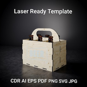 Beer holder box, Laser cut vector, Instant download, Laser Cut Pattern, Beer Carrier, Beer Tote, Beer Caddy, Wooden Caddy, Cnc file