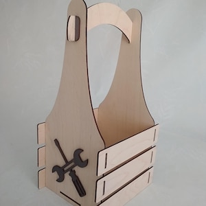 Cassetta degli attrezzi in legno tagliata al laser. File SVG DXF CDR piani vettoriali, file download immediato, modello CNC, 35