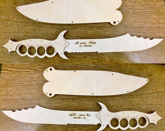 Coltello in legno tagliato al laser 172