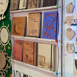 Laser Cut Notebooks Postcards Display Shelf 219