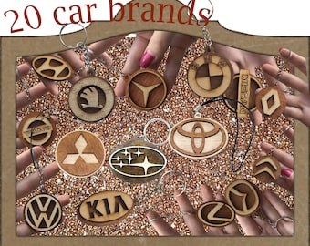 Auto Keychains Laser Cut.  Laser cut files SVG DXF CDR vector plans, files Instant download, cnc pattern, cnc cut, laser cut. 137