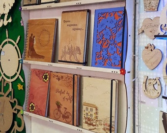 Laser Cut Notebooks Postcards Display Shelf.  Laser cut files SVG DXF CDR vector plans, files Instant download, cnc pattern, cnc cut. 73