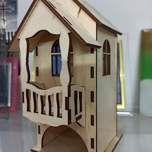 Laser Cut Tea House With Balcony. Vector Laser Cut File CDR, SVG,PDF cnc files, lasercut,cdr, file lasercut, lasercut project. 50