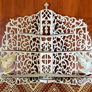 Iconostasis Wooden Shelf For Icons Christian Home Altar Laser Cutting Template.Vector Laser Cut File CDR, SVG,PDF cnc files. 87