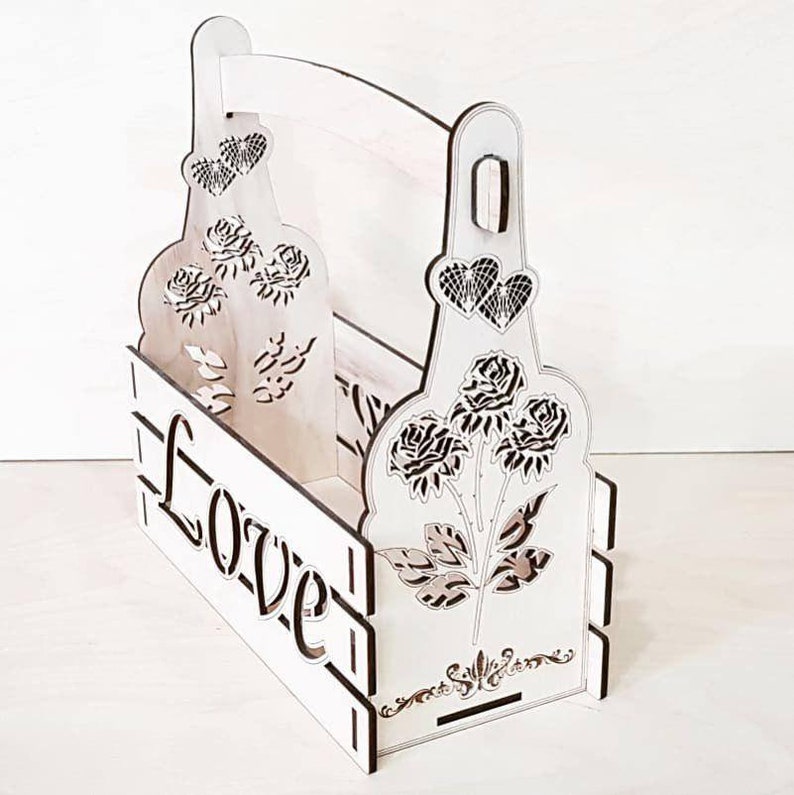 Laser Cut Valentine Day Decor Valentine Basket Floral Etsy