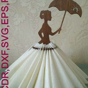 Mädchen Serviettenhalter mit Regenschirm 541