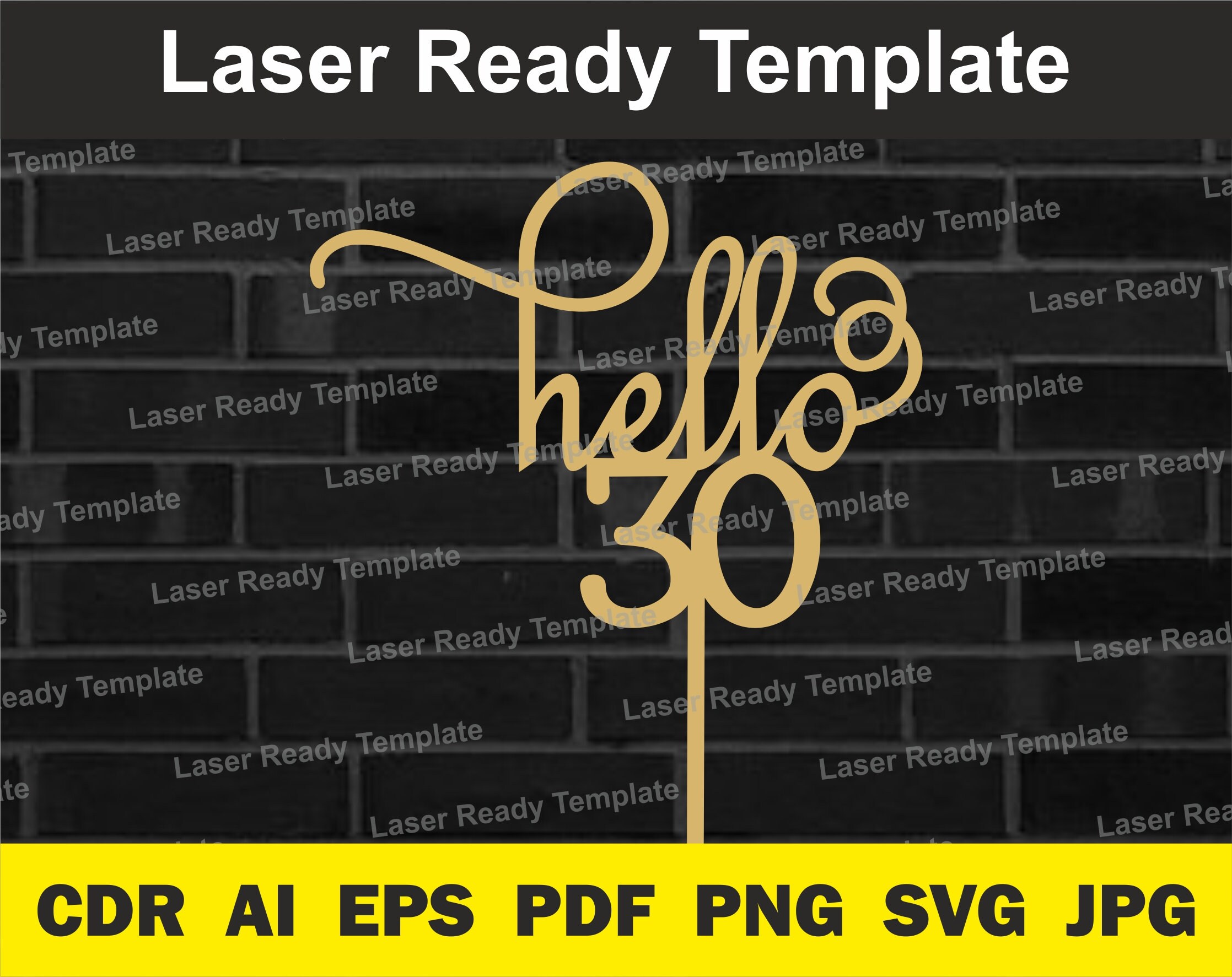 Cake Topper Hello 30. Topper Laser Cut. 30 - Etsy