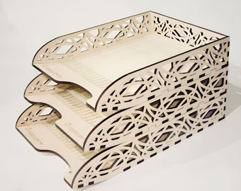 Laser Cut Stackable Office Letter Organizer Desk Tray.Vector Laser Cut File CDR, SVG,PDF cnc files, lasercut,cdr, file lasercut. 84