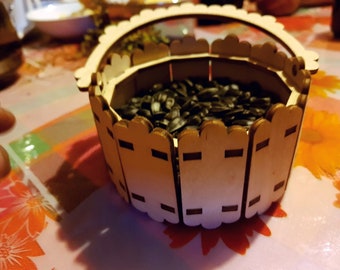 Cesta De Madera Cortada Por Láser Con Asa 251