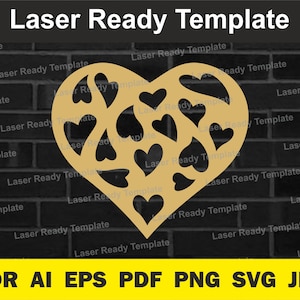 Wooden heart, heart laser cut, valentine dxf, cnc file, svg files, wooden heart plaque, wood heart laser, heart dxf, hearts svg, laser cut