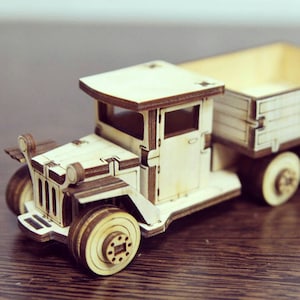 Laser Cut Wooden Truck Toy Vehicle. Laser cut files SVG DXF CDR vector plans, files Instant download, cnc pattern, cnc cut, laser cut. 128