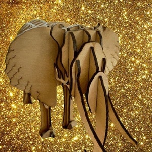 Lasergesneden olifant 3D-model.  Lasergesneden bestanden SVG DXF CDR-vectorplannen, bestanden direct downloaden. 100
