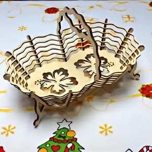 Easter basket plywood box,laser cut 604